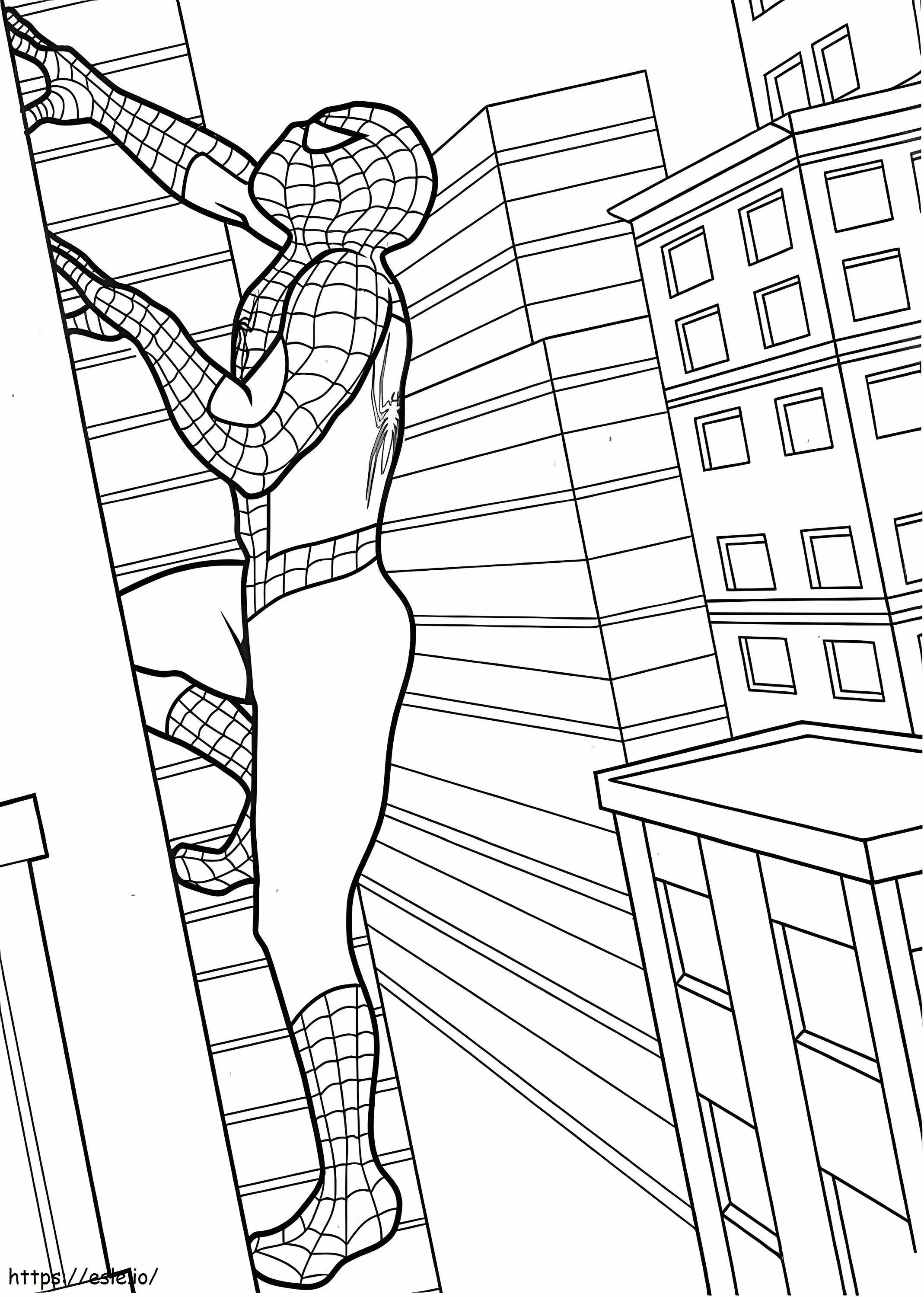 Coloriage  Spiderman Escalade A4 à imprimer dessin