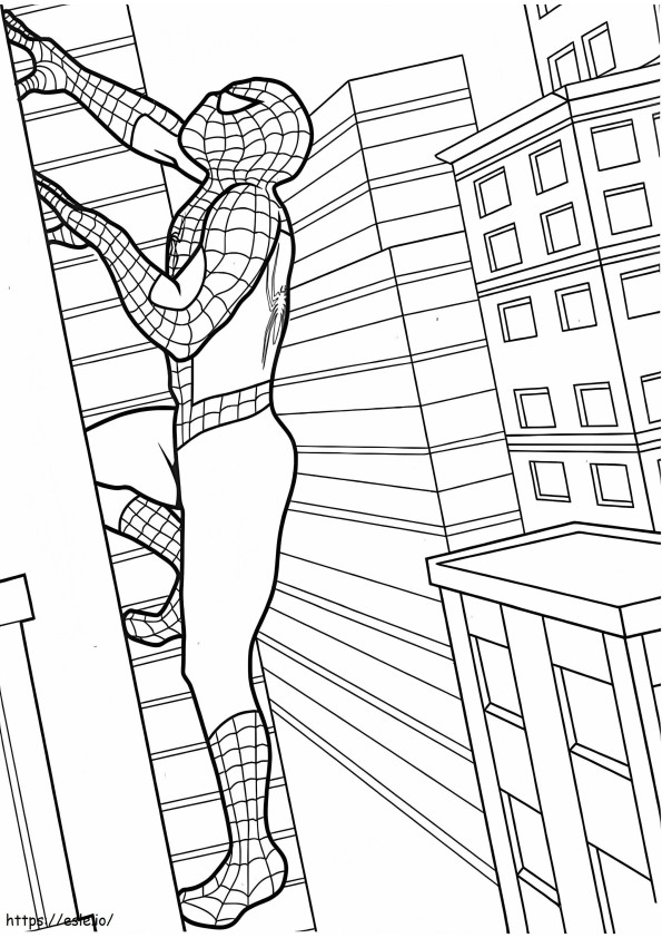 Spiderman Climbing A4 coloring page