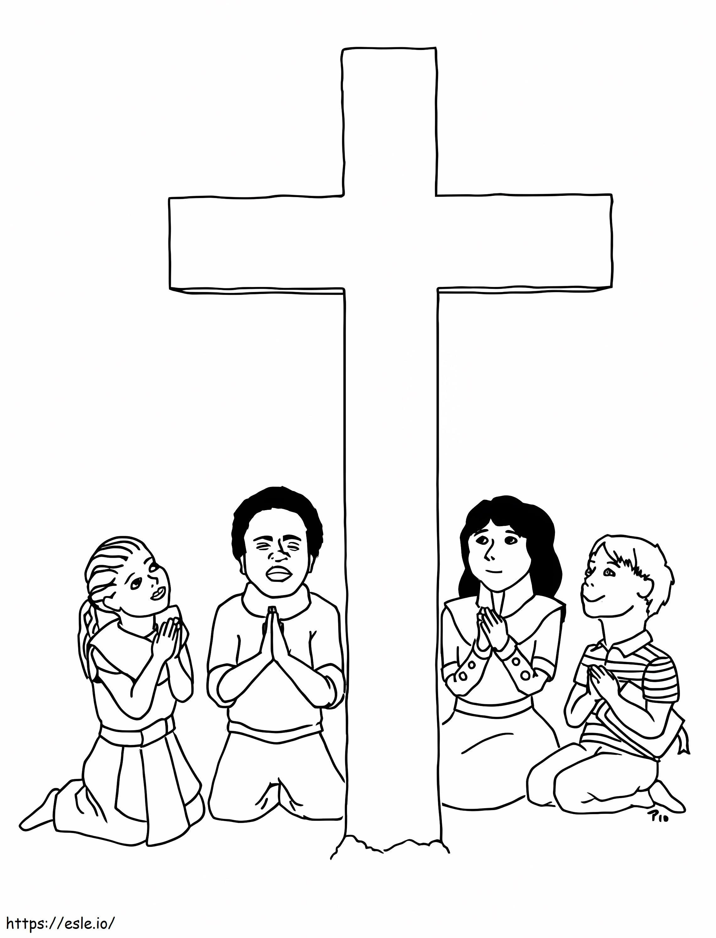 Praying Good Friday coloring page
