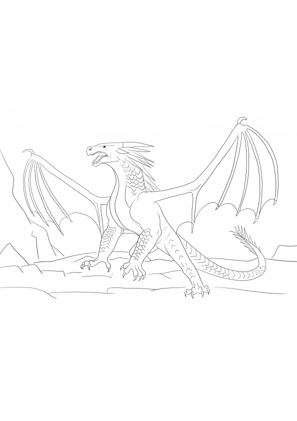 Icewing Dragon ilmaiseksi ladattava ja väritettävä kuva lapsille