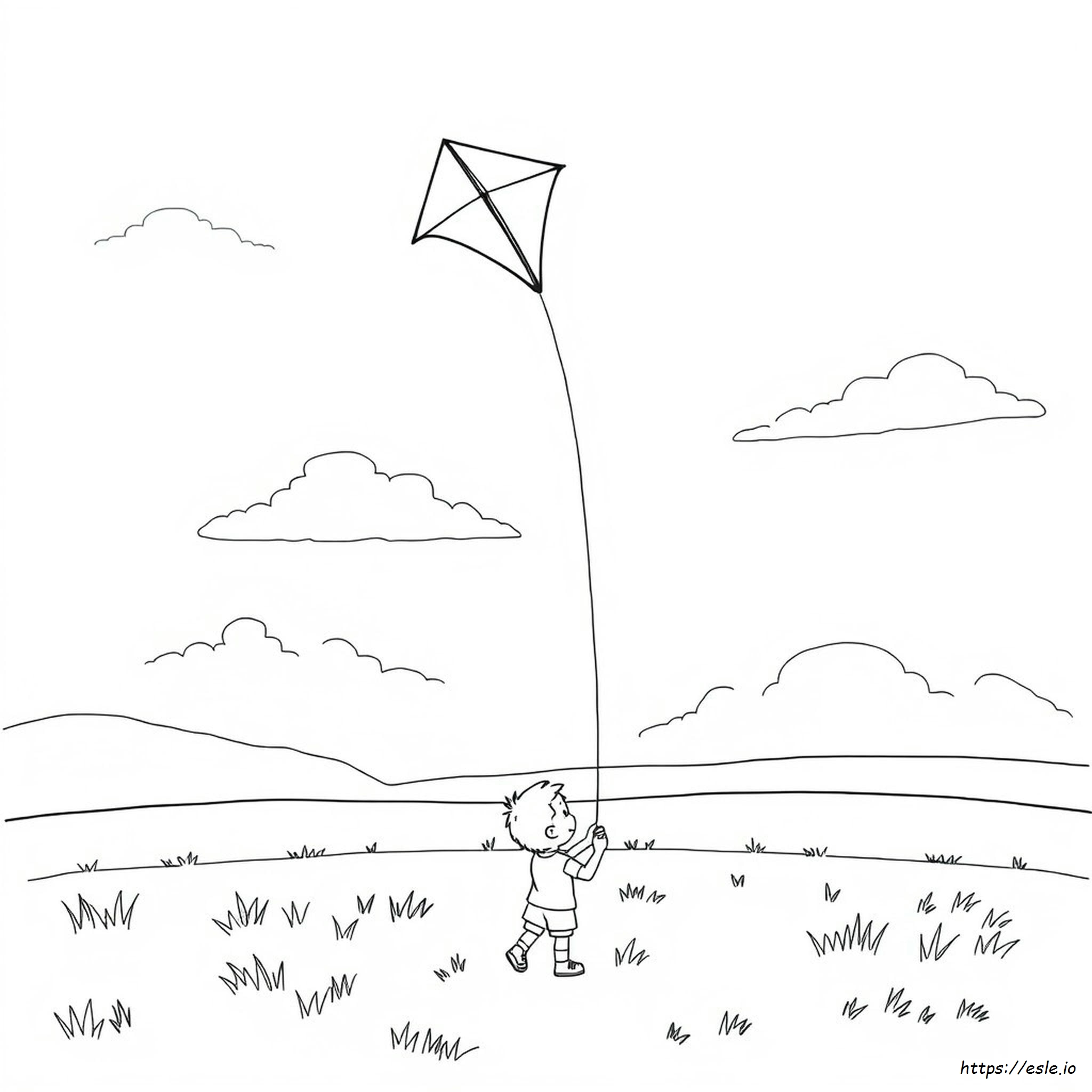 Kite Flying Colouring Pages