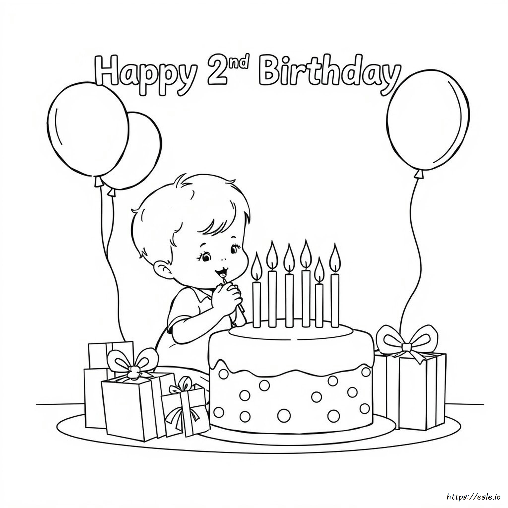 Páginas Para Colorear De Feliz 2º Cumpleaños