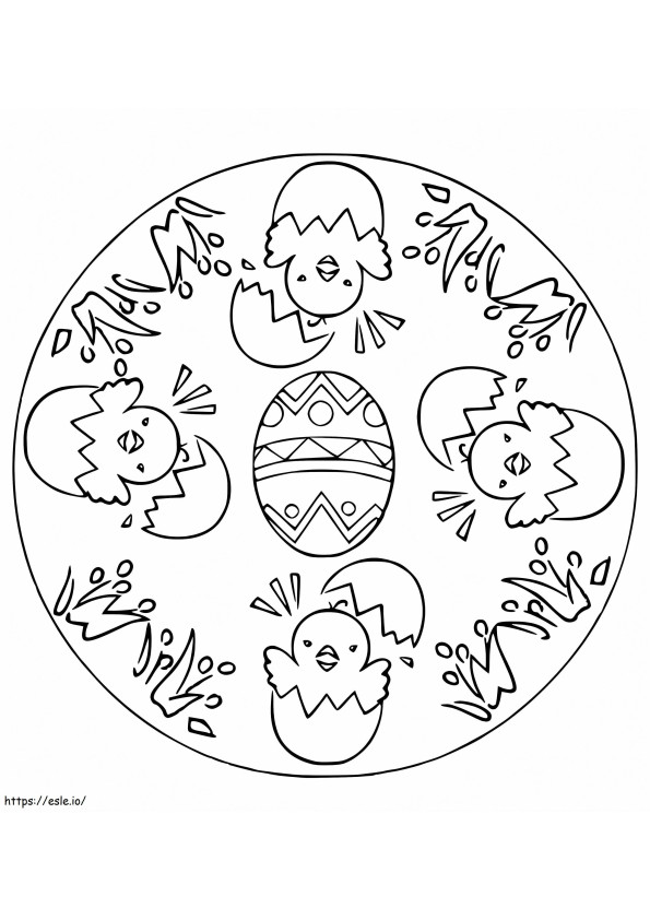 Easter Mandala With Chicks 1 coloring page