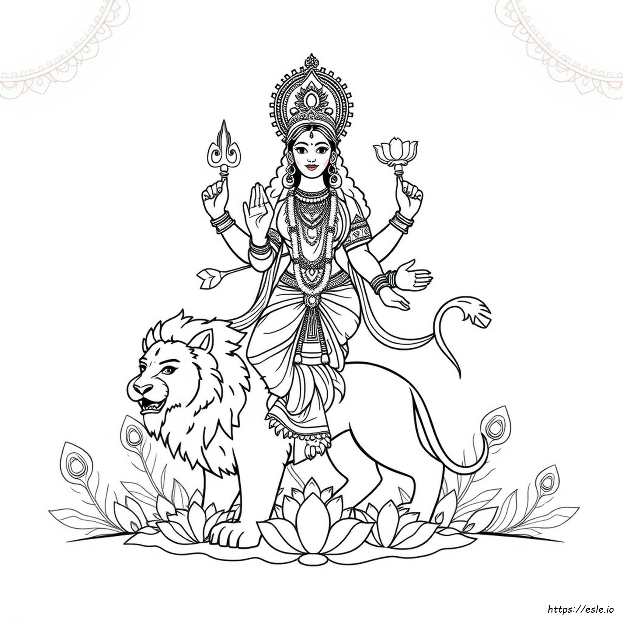Mudah Durga Maa Halaman Mewarnai
