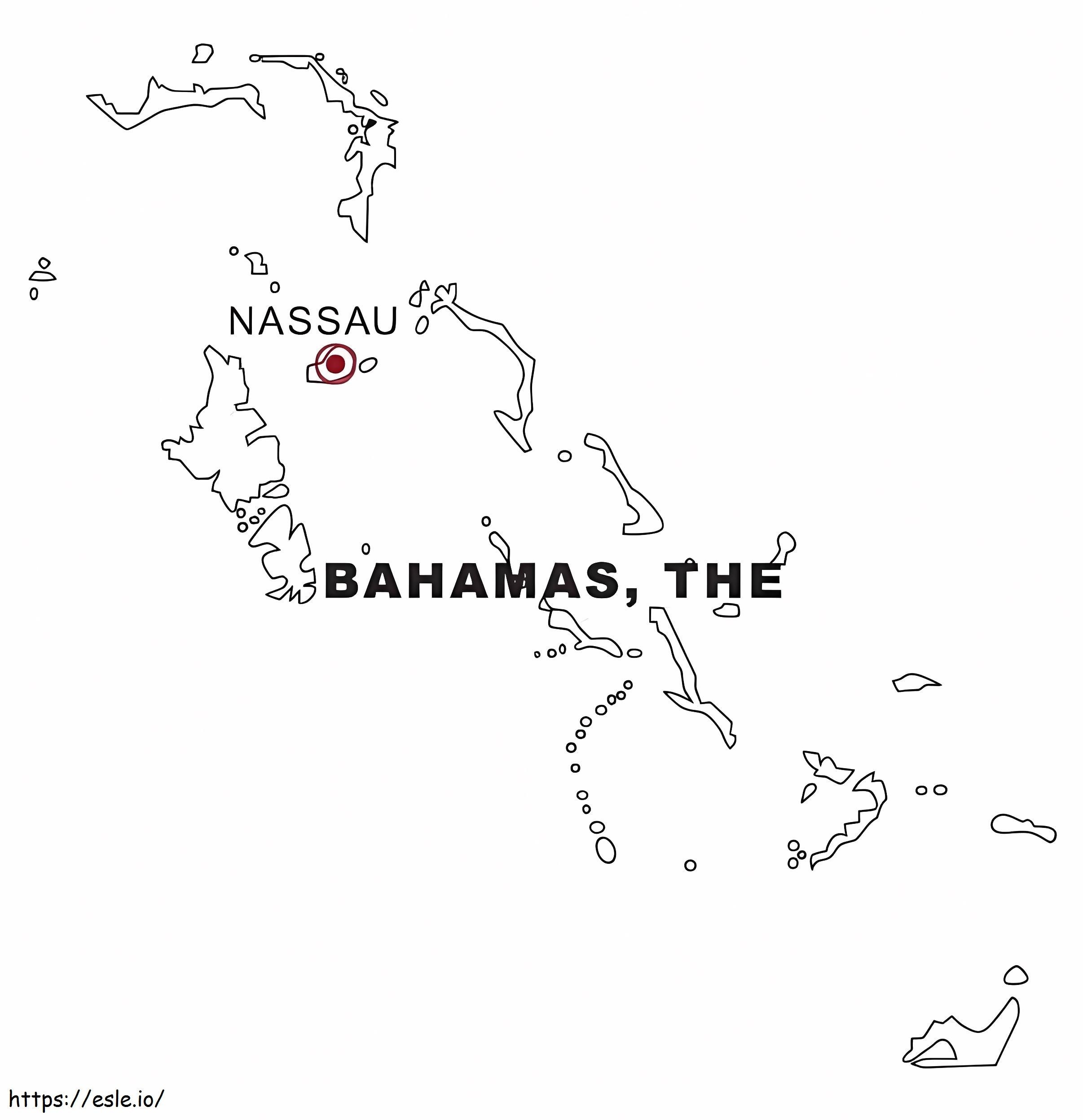 Mapa Bahamów kolorowanka