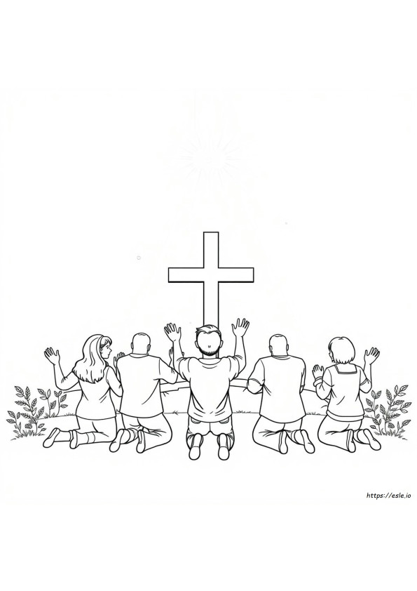 People Praying Coloring Page