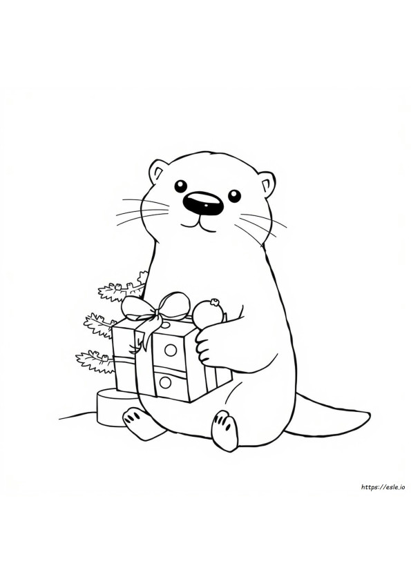 Nutria Navideña Para Colorear