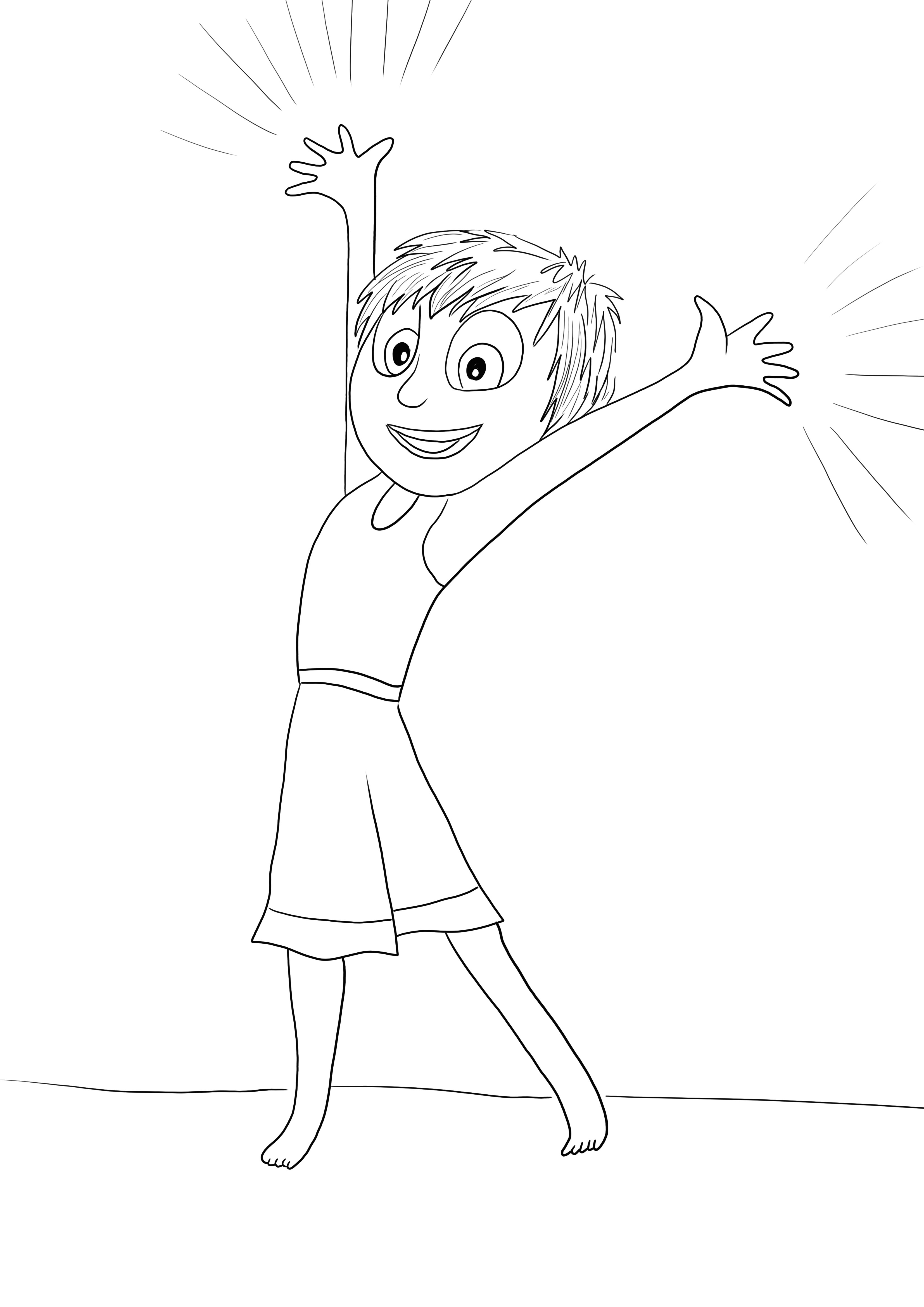 Çocuklar için ücretsiz renkli yazdırılabilir Ters Yüzden Mutlu Sevinç çizgi filmi