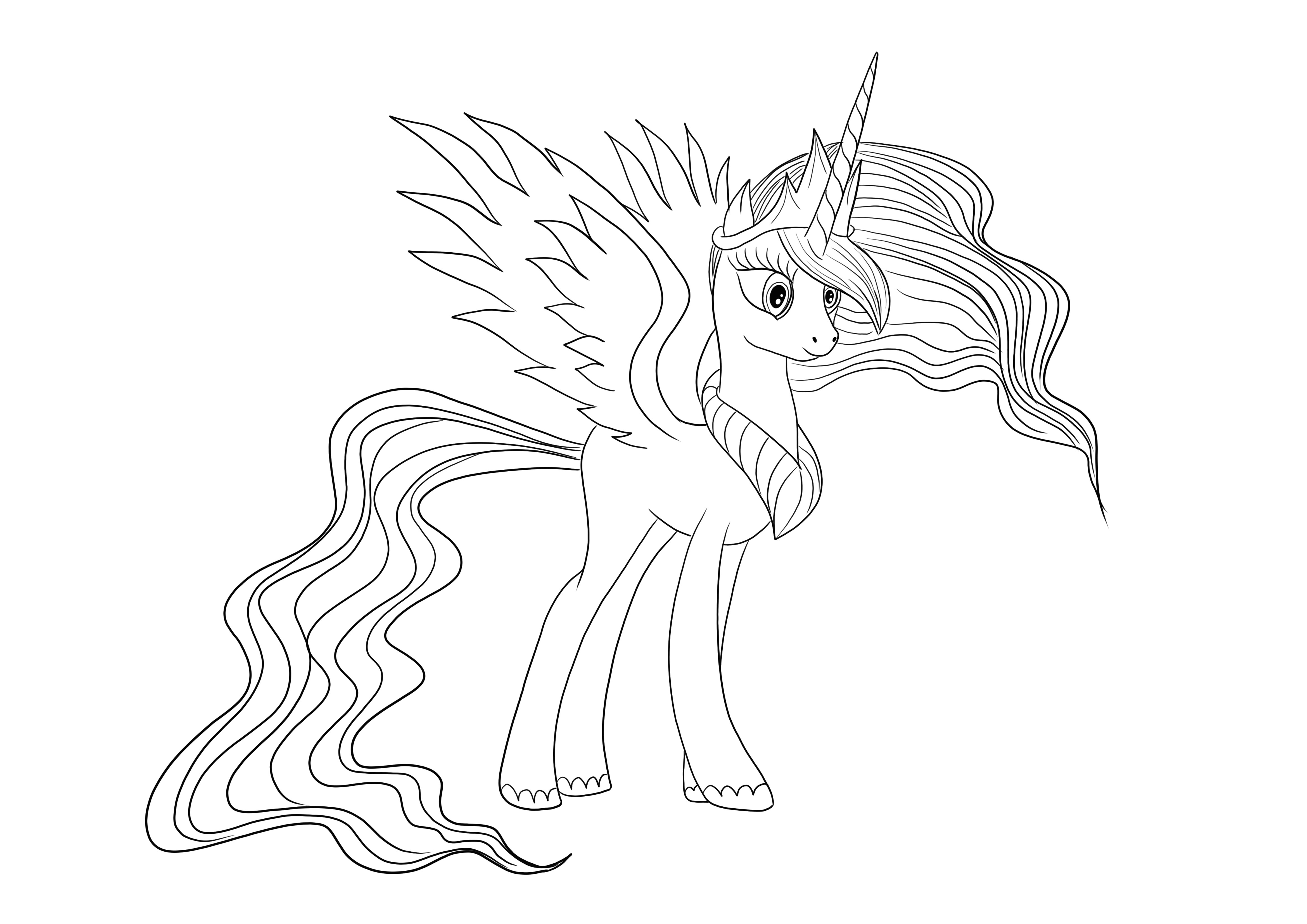 Gracious Princess Celestia van Little Pony gratis te downloaden en afbeelding in kleur kleurplaat