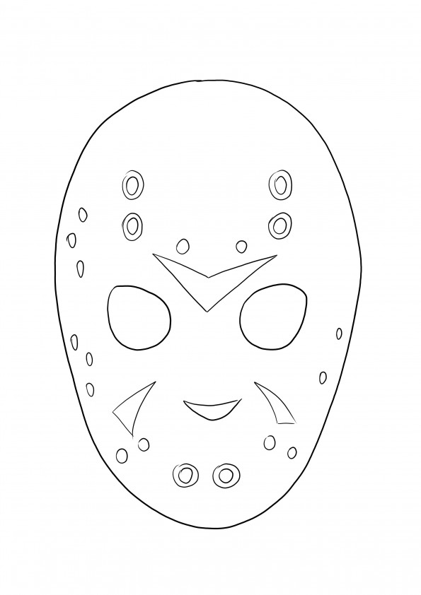 Friday 13th Jason Mask free printable to color for kids who love coloring