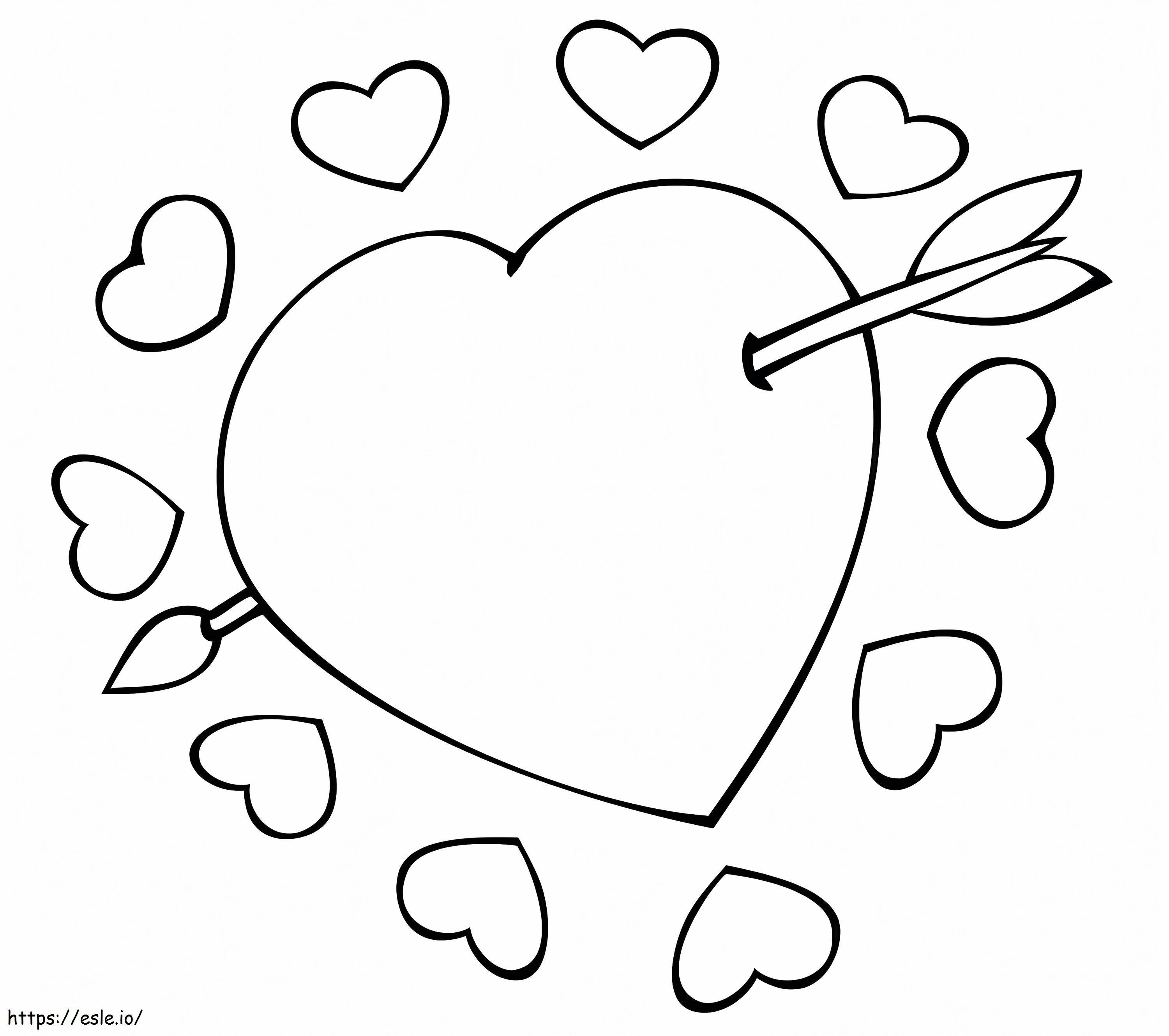 Arrow Through Heart coloring page
