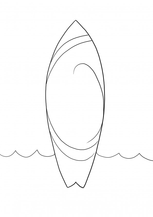 Surfboard coloring image free to print and used to teach about surfing