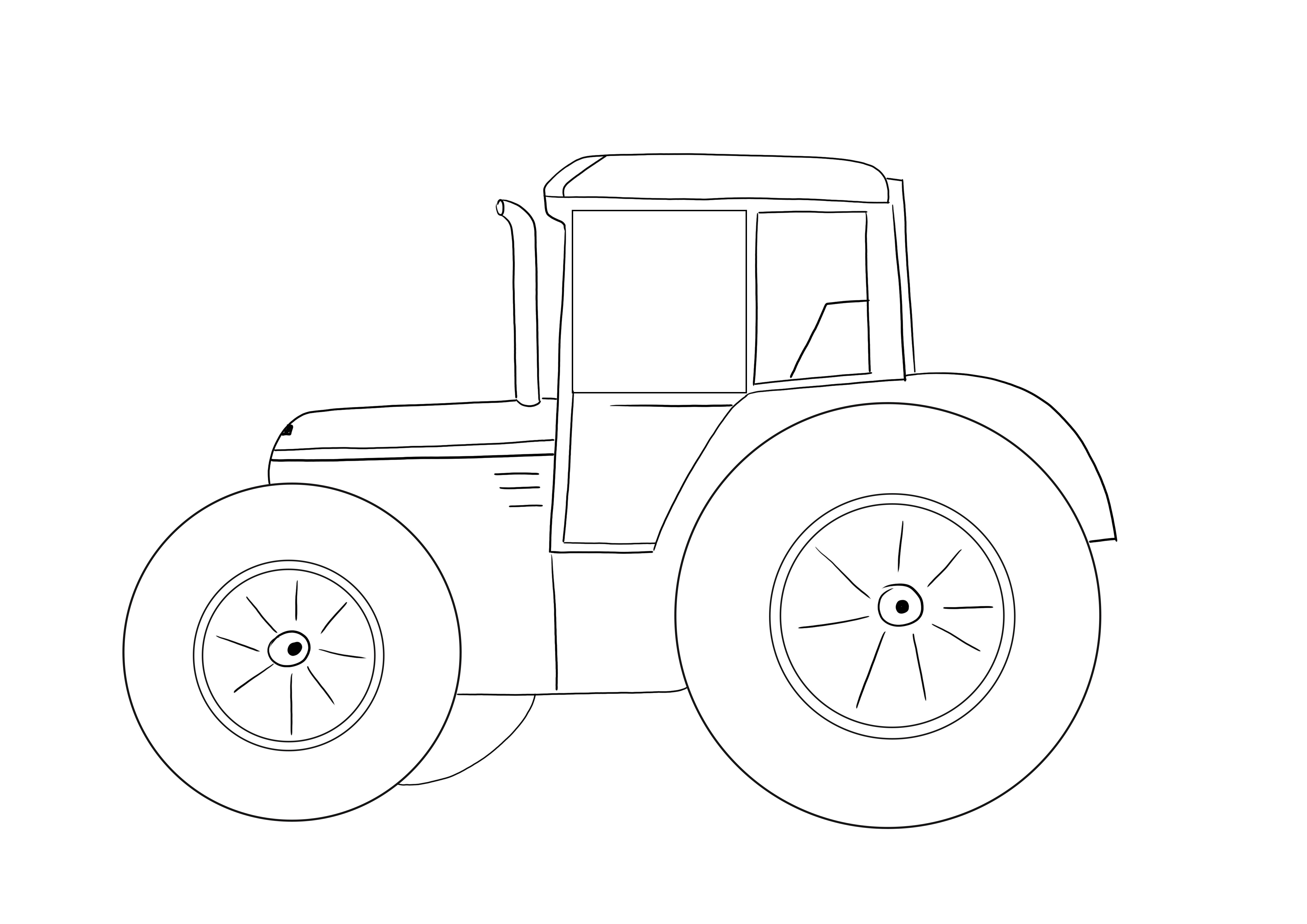 Garis sederhana dari lembar mewarnai Traktor Pertanian untuk diunduh secara gratis