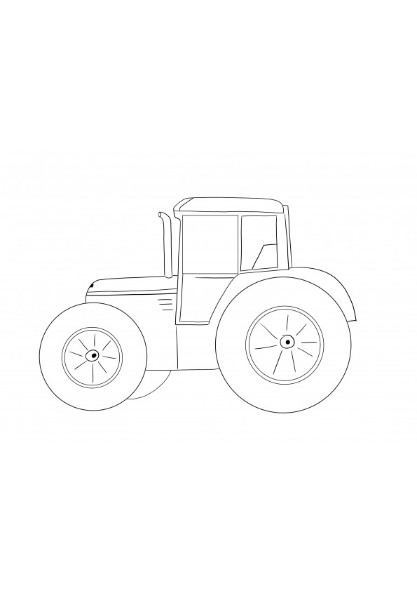 Dibujo de Líneas simples de un Tractor de Granja para colorear para descargar gratis