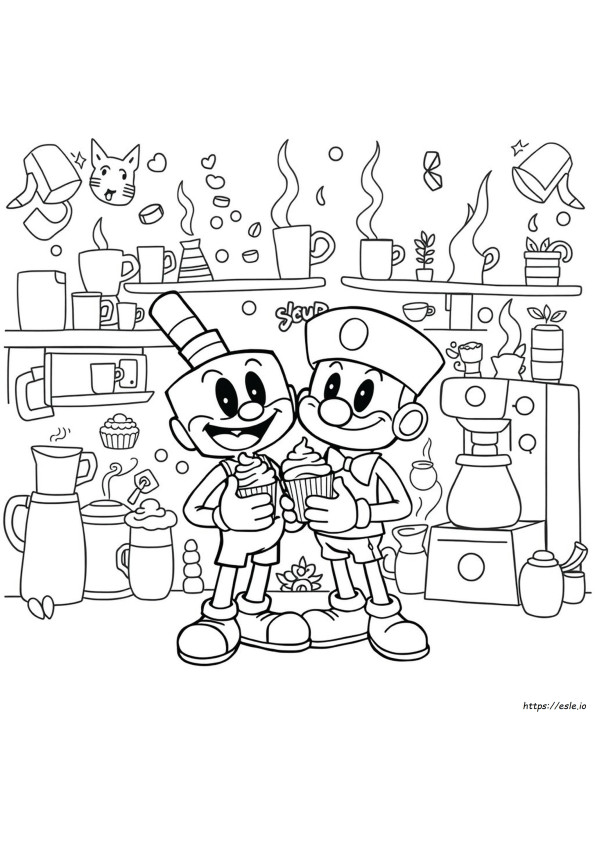 Gambar Mewarnai Cuphead Dan Mugman Dapat Dicetak