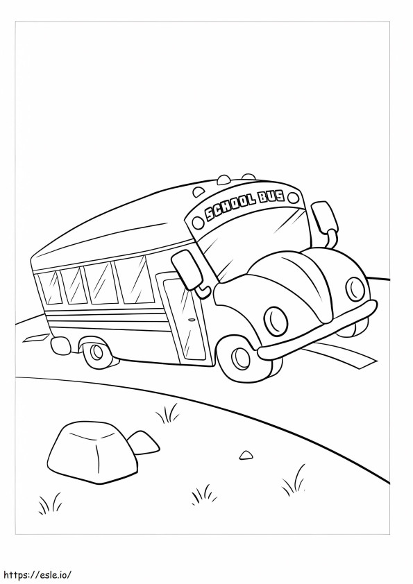 Coloriage Autobus scolaire sur la route à imprimer dessin