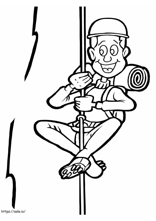 Boy Climbing With Rope coloring page