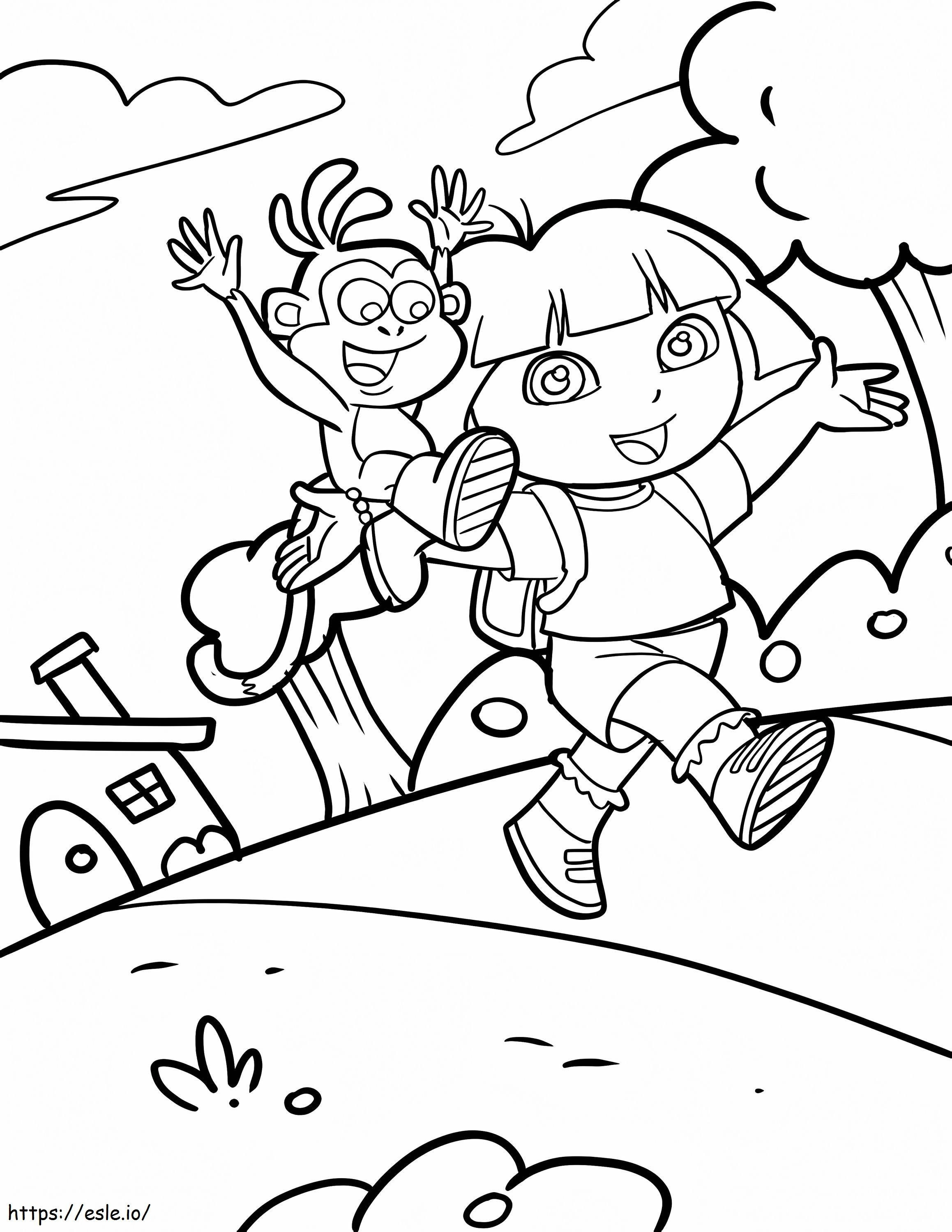 Boots With Dora coloring page