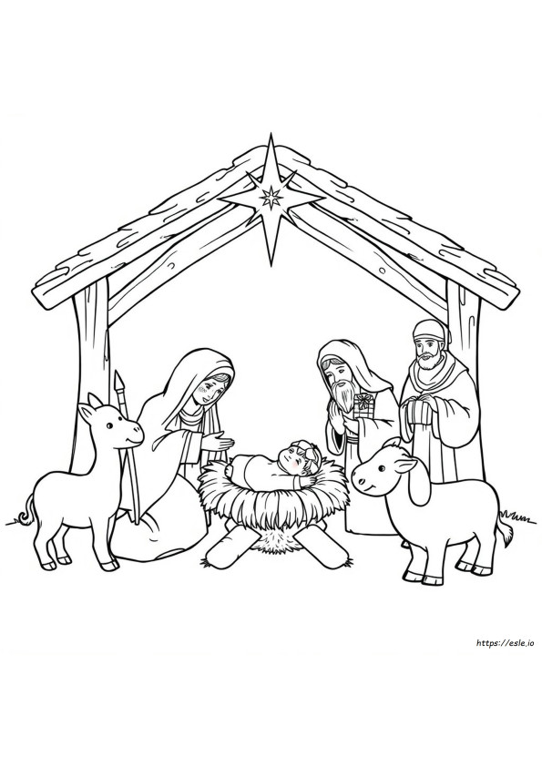 Nativity Scene Colouring