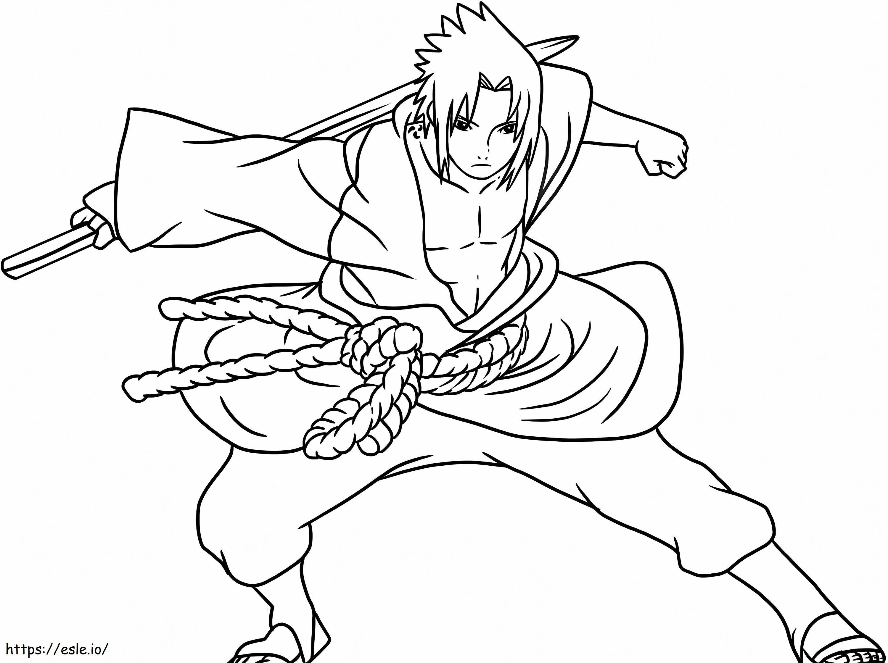 Coloriage Sasuke en action à imprimer dessin