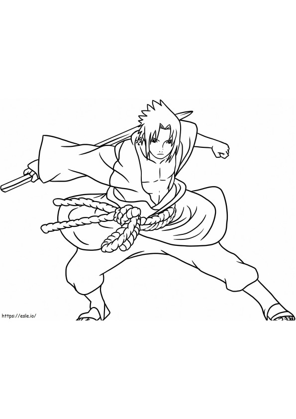 Coloriage Sasuke en action à imprimer dessin