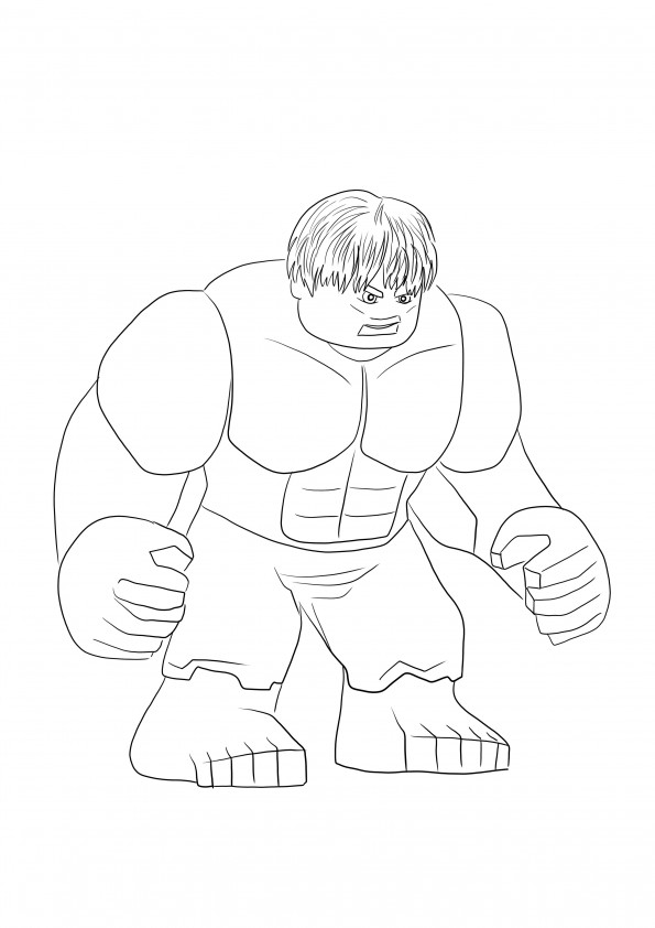 The free Lego Hulk toy is ready to be colored and printed sheet