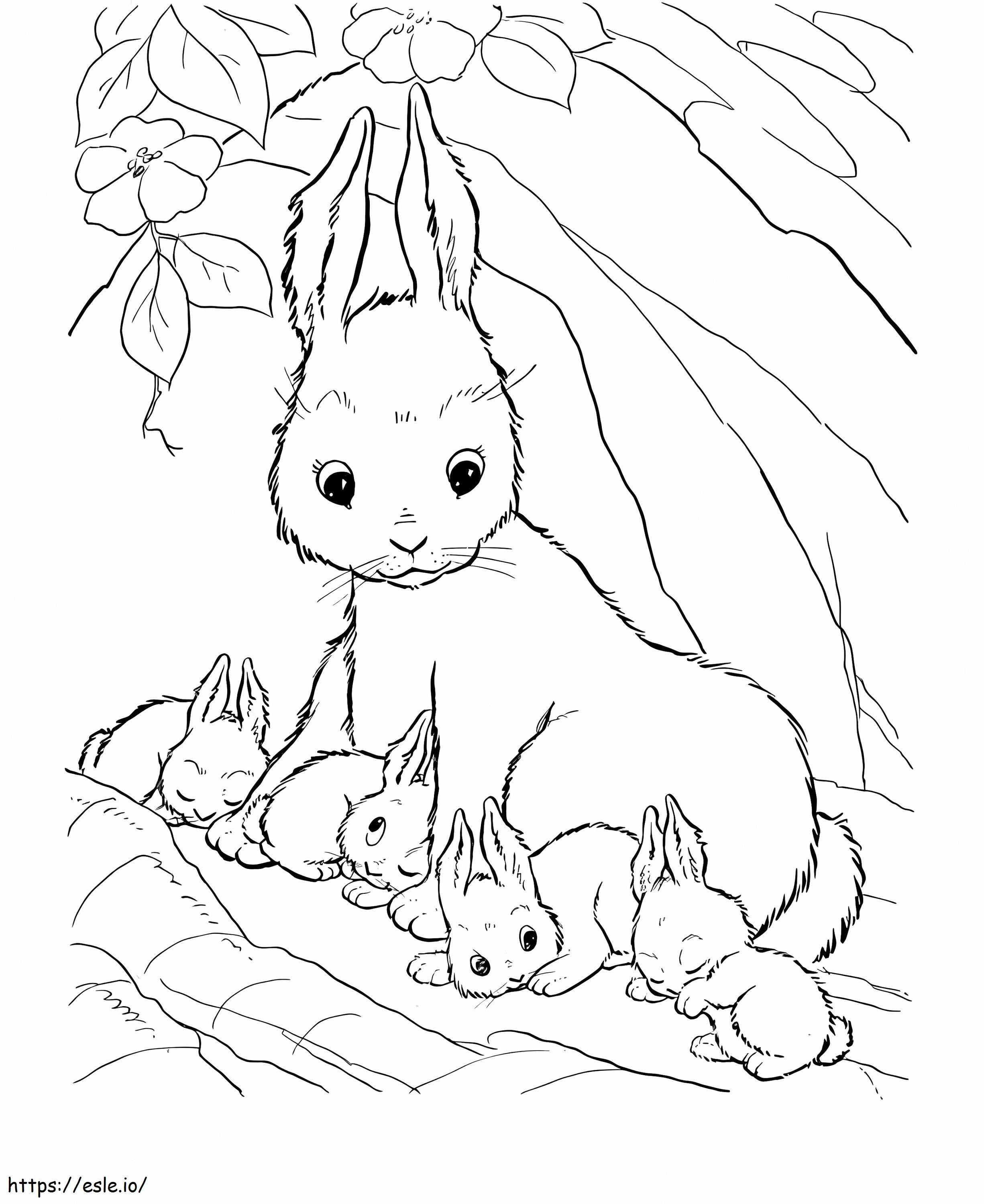漫画のウサギの家族 ぬりえ - 塗り絵