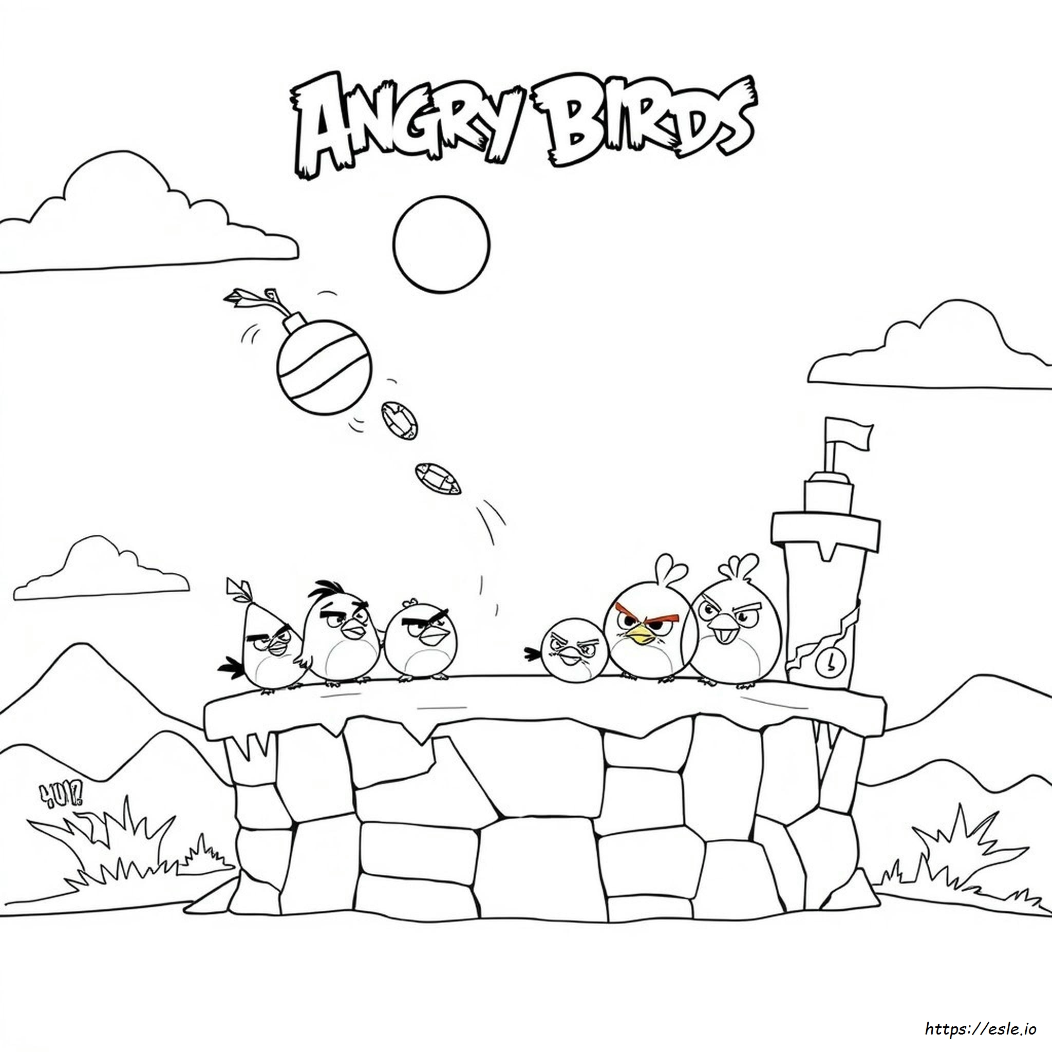 Páginas Para Colorear De Bomb De Angry Birds