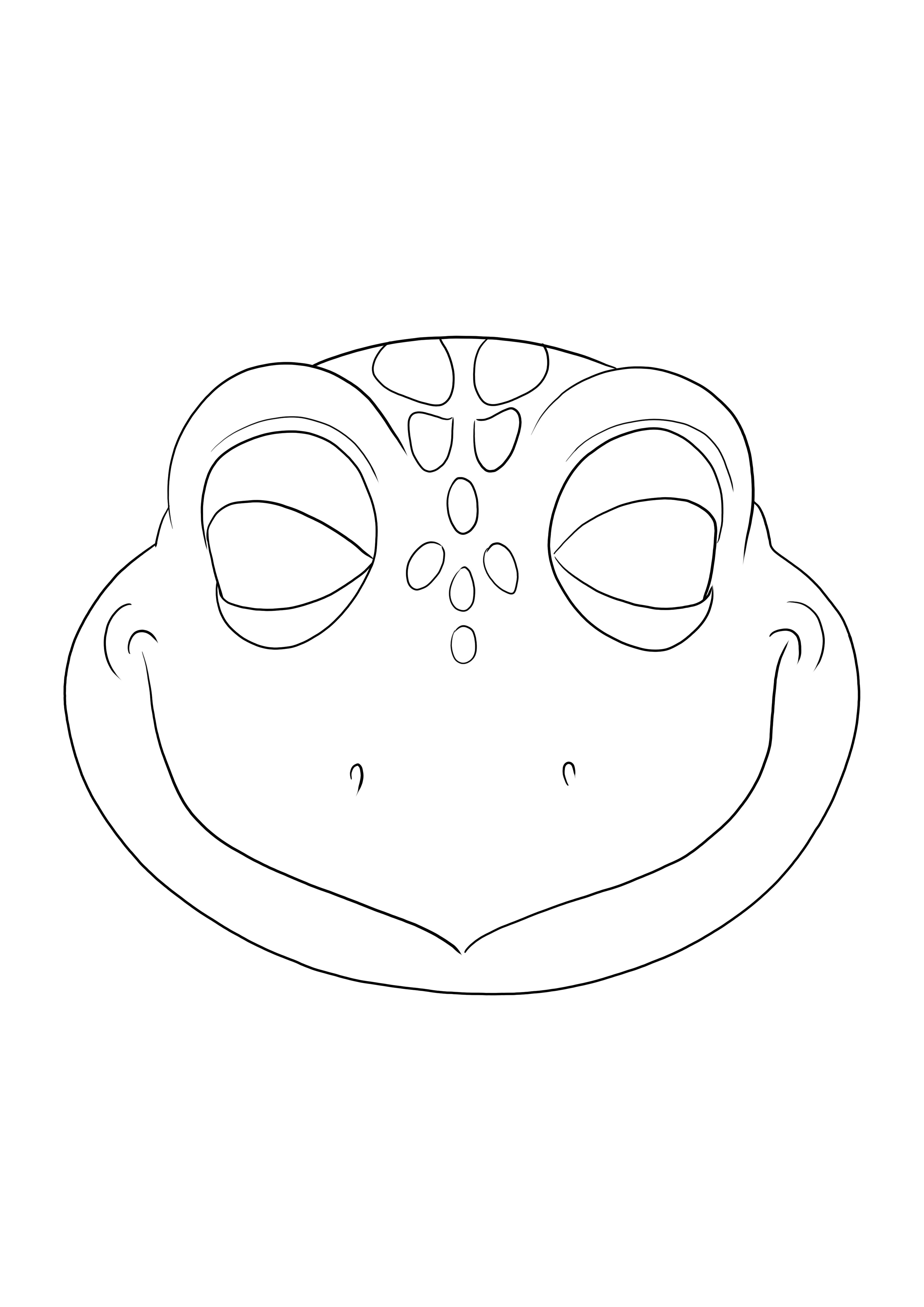 Semplice foglio da colorare di una maschera di tartaruga da stampare o scaricare gratuitamente