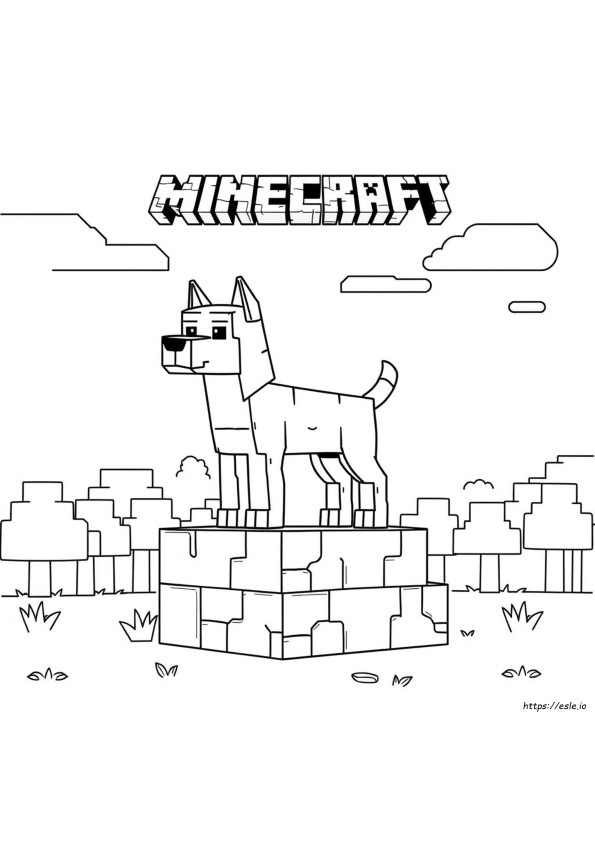 Minecraft Dog Coloring Page