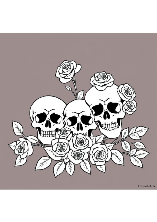 Desenhos De Caveiras E Rosas Para Colorir
