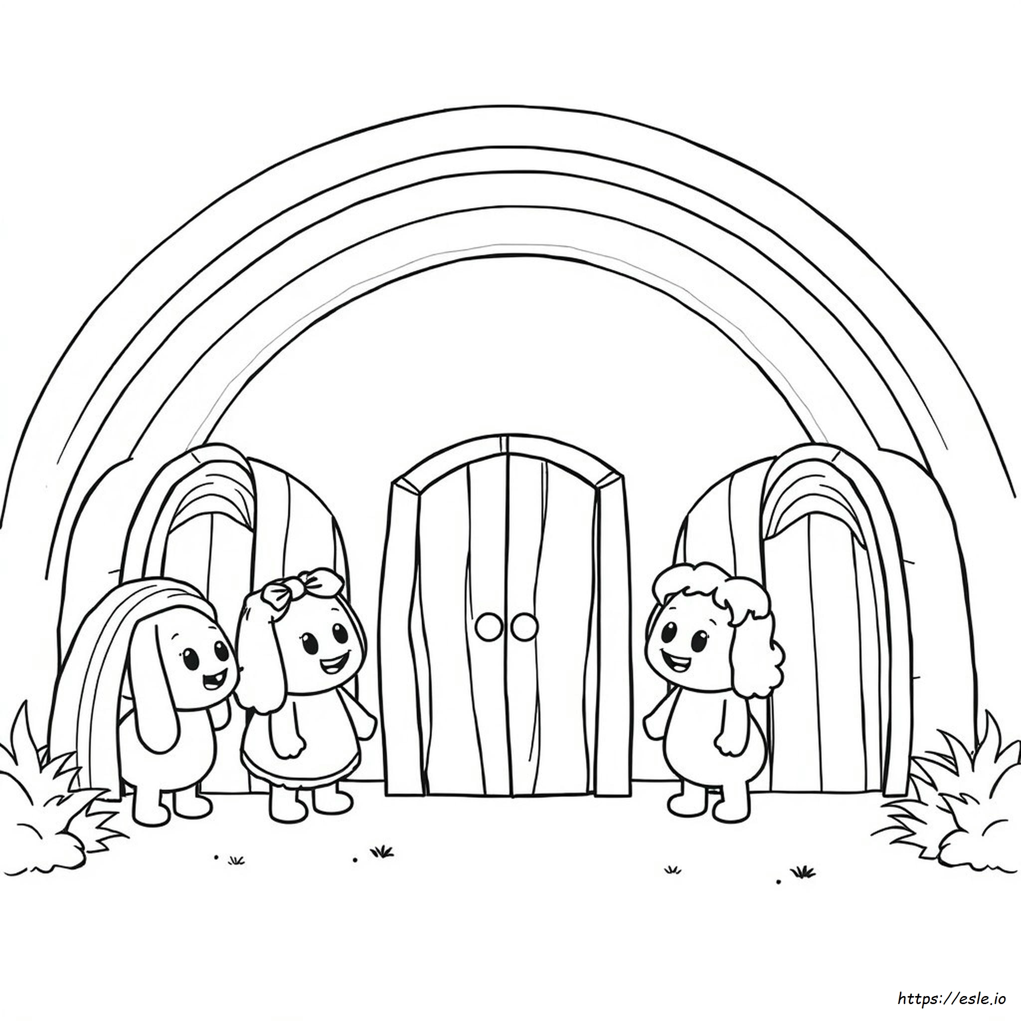 Rainbow Friends Vs Doors Para Colorir