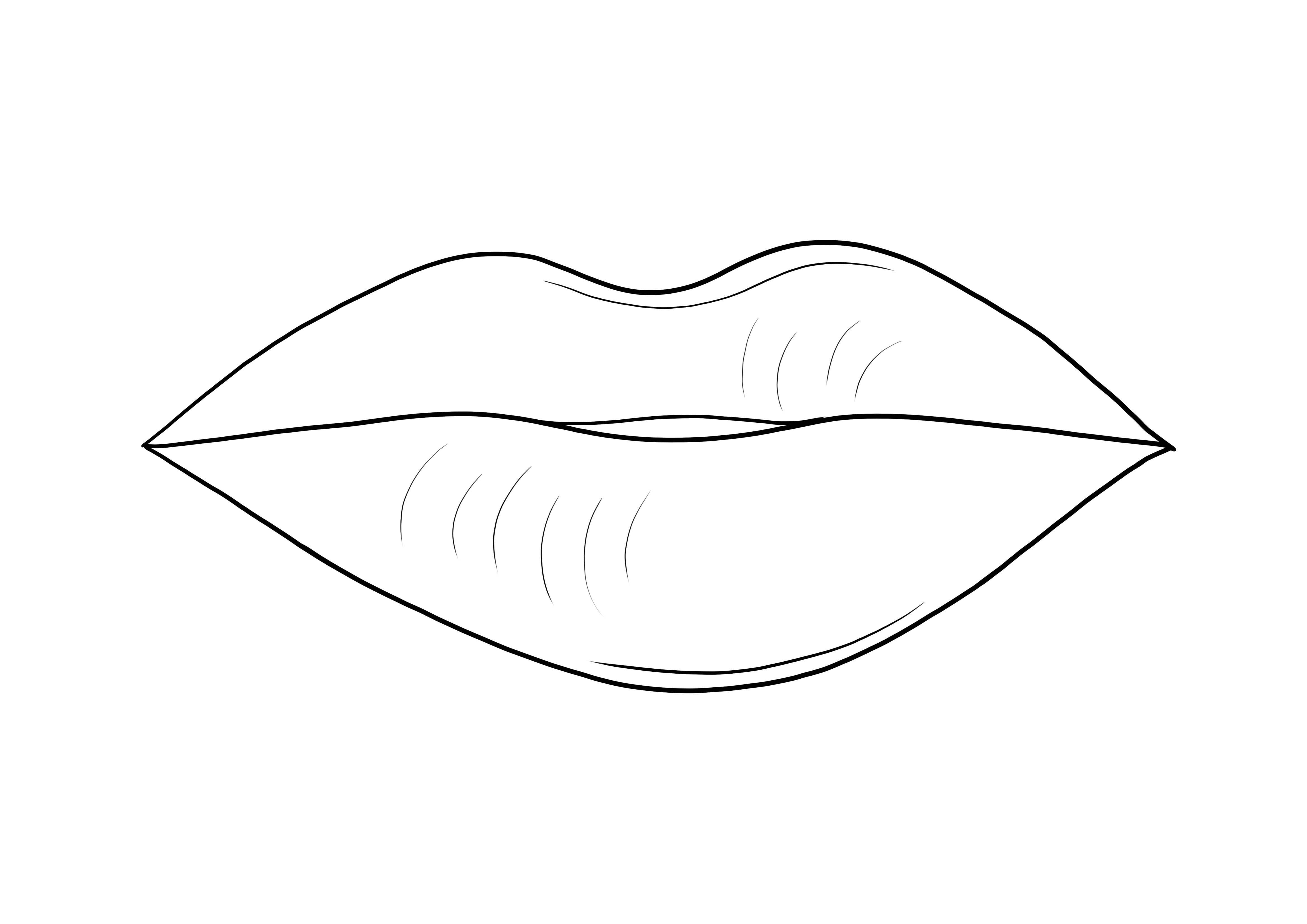 Lembar mewarnai Bibir yang dapat dicetak gratis sebagai bagian dari tubuh manusia untuk diwarnai