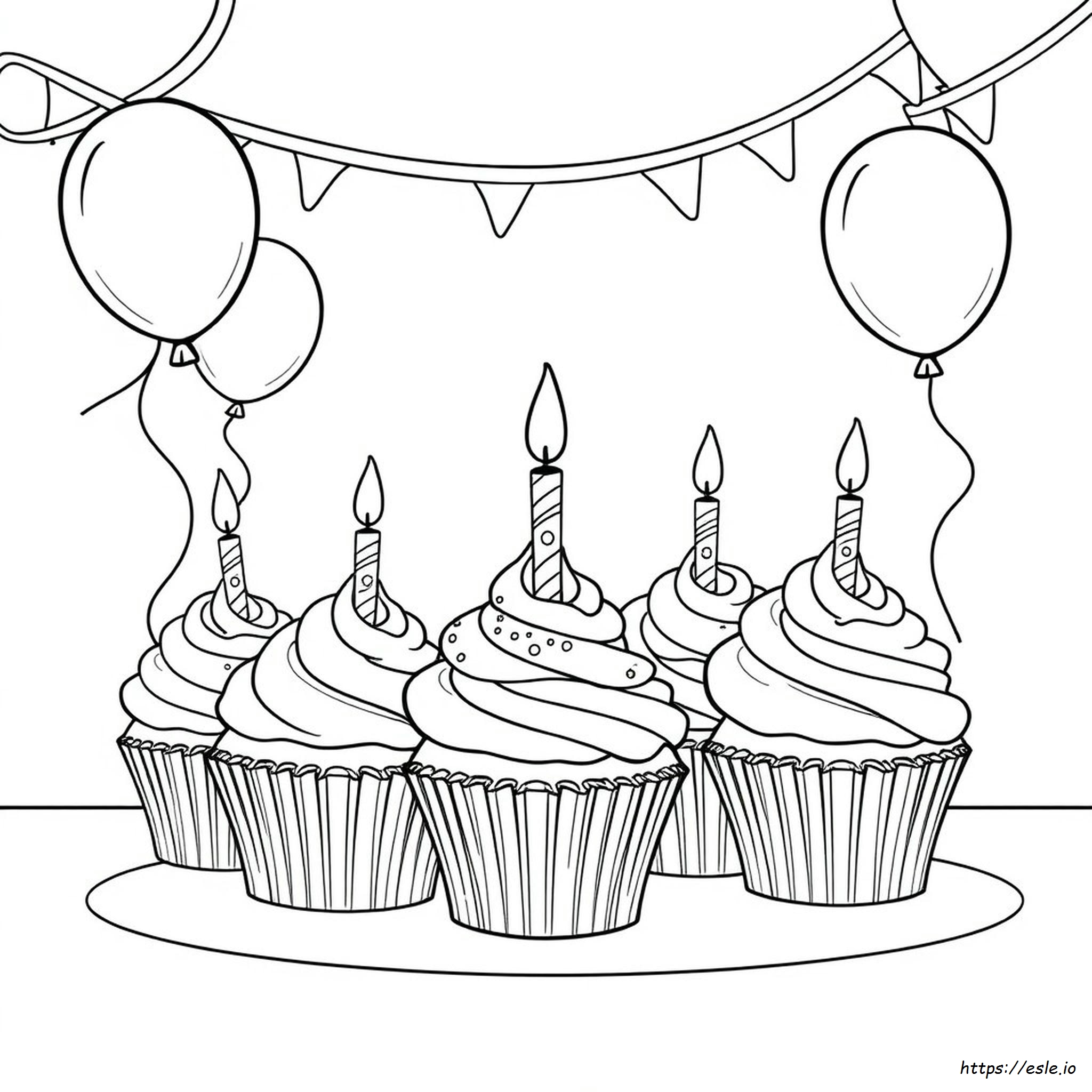 Birthday Cupcake Coloring Page