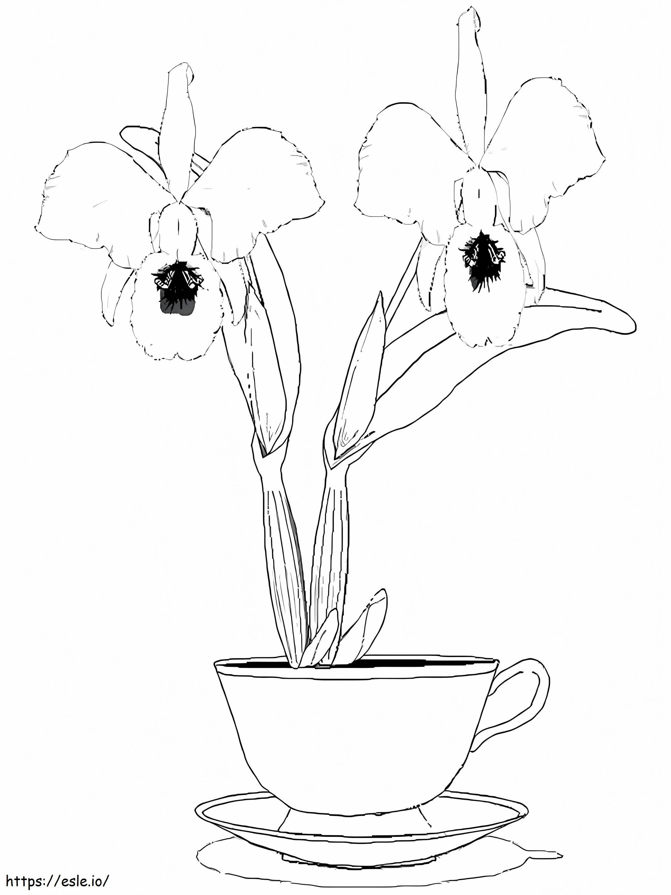 Coloriage fleur d'orchidée pour les enfants à imprimer dessin