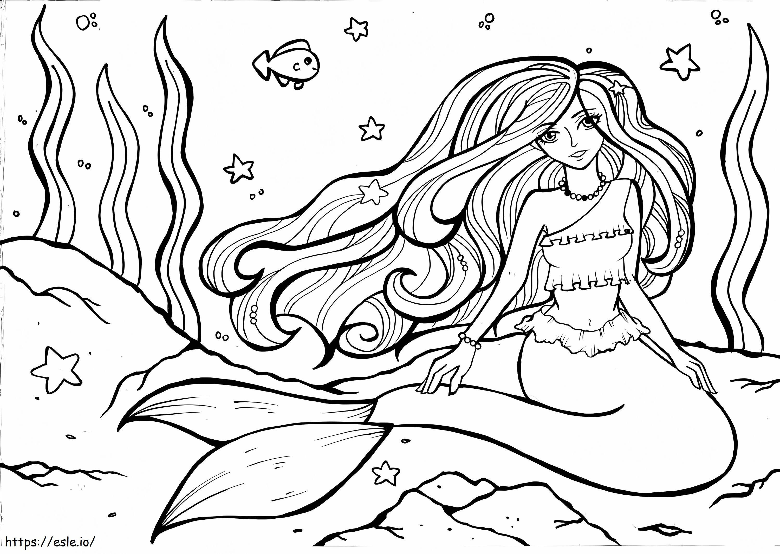 Mermaid Under The Sea coloring page