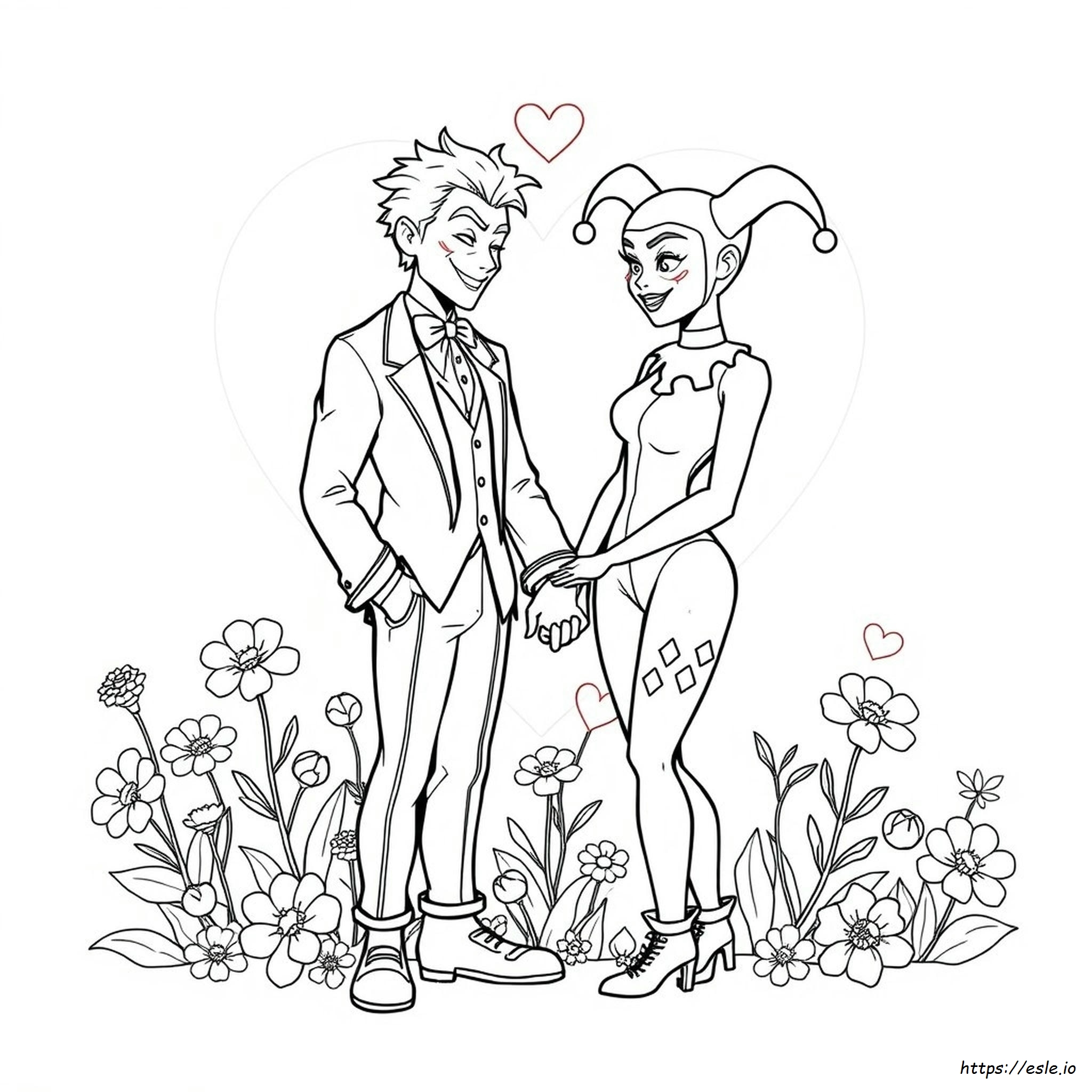 Gambar Mewarnai Romantis Harley Quinn Dan Joker Cinta Gilas