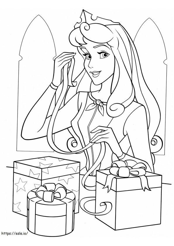  Aurora mit Geschenkbox A4 ausmalbilder
