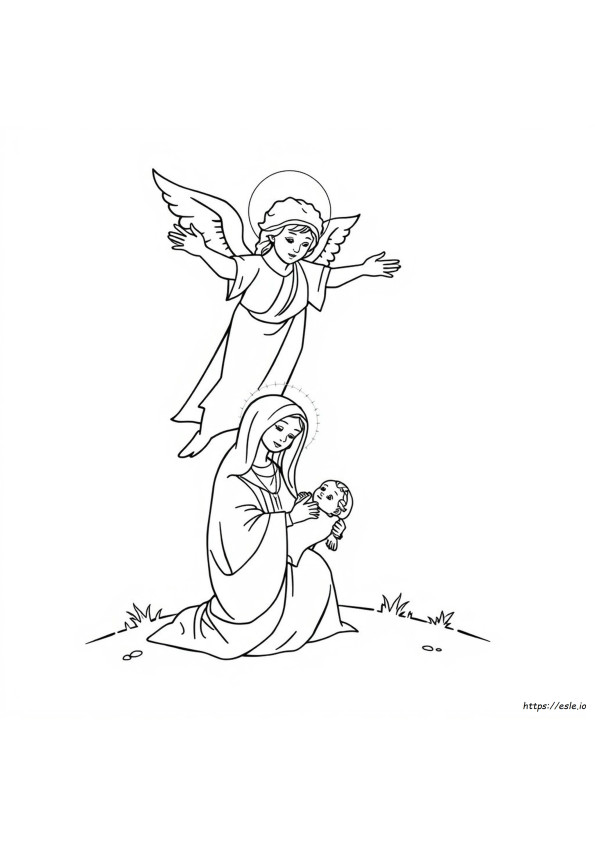 Anioł Nawiedza Maryję Kolorowanka