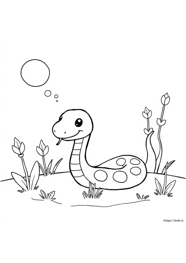 かわいいヘビのぬりえ