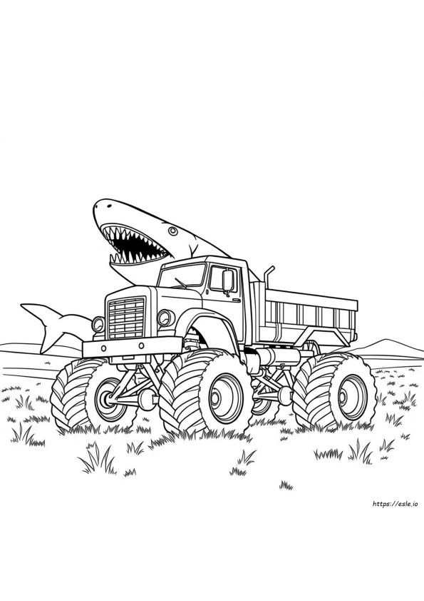 Yazdırılabilir Megalodon Canavar Kamyon Boyama Sayfası