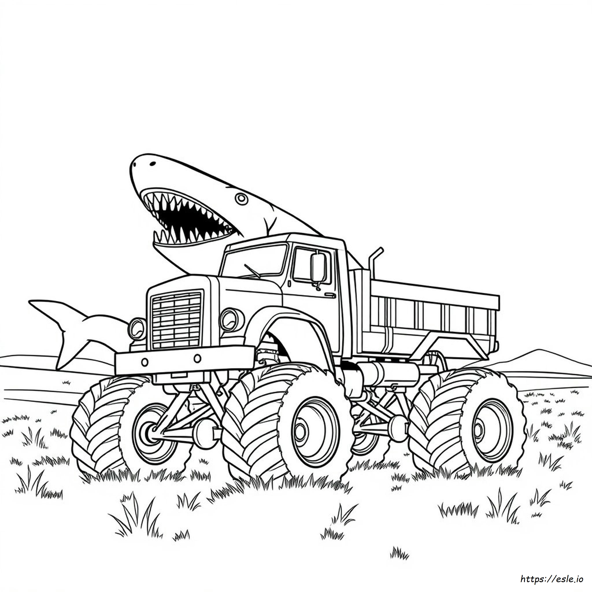 Camión Monstruo Megalodon Para Colorear Imprimible