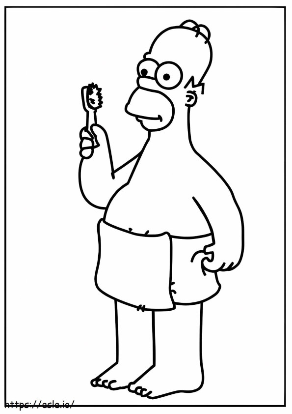 Homer Simpson escovando os dentes para colorir