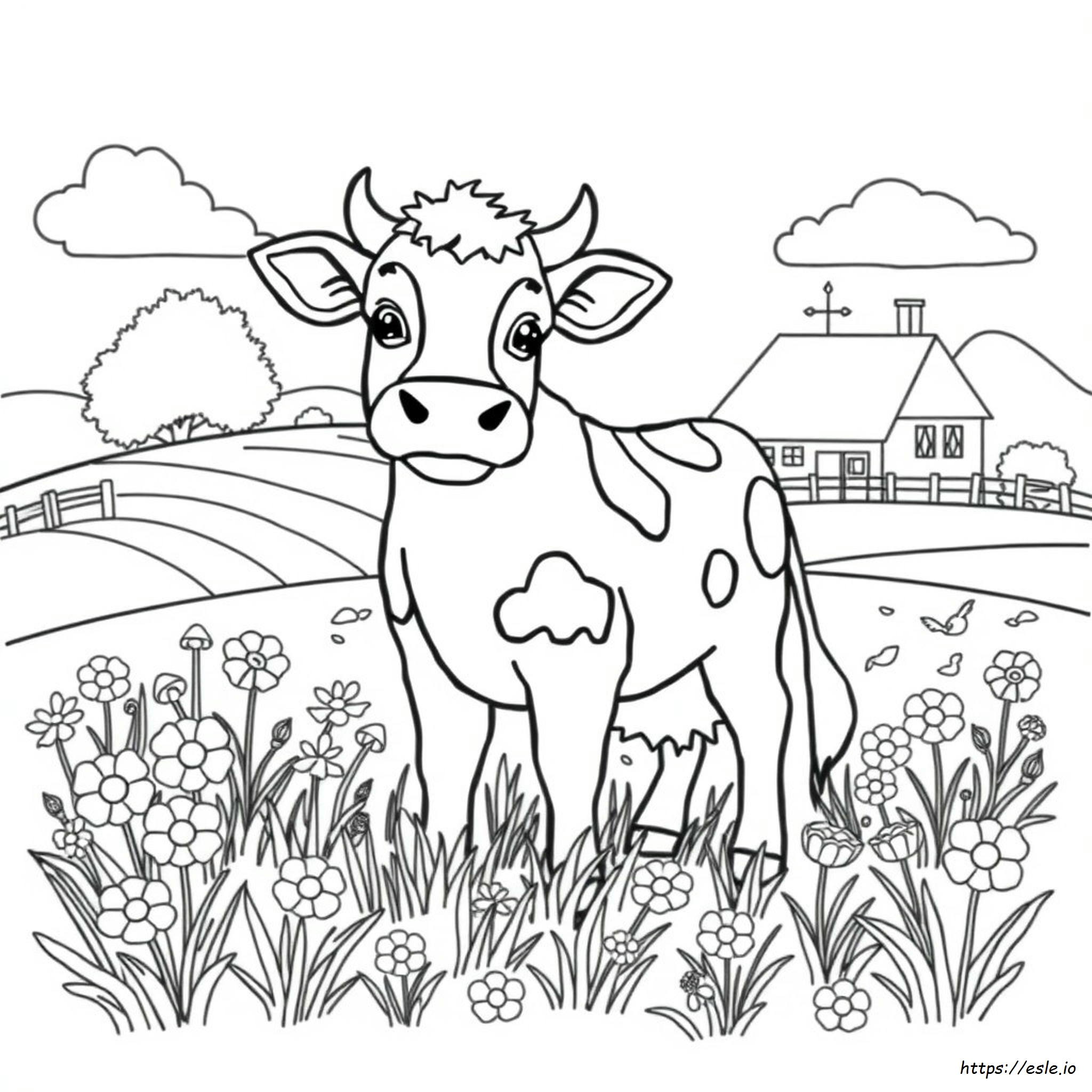 かわいい牛の塗り絵【大人向け無料ぬりえ】