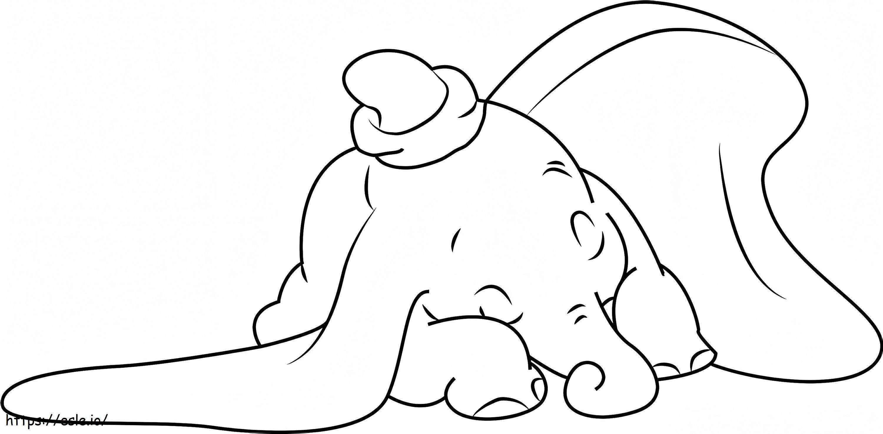 _Dumbo Dormir A4 para colorir