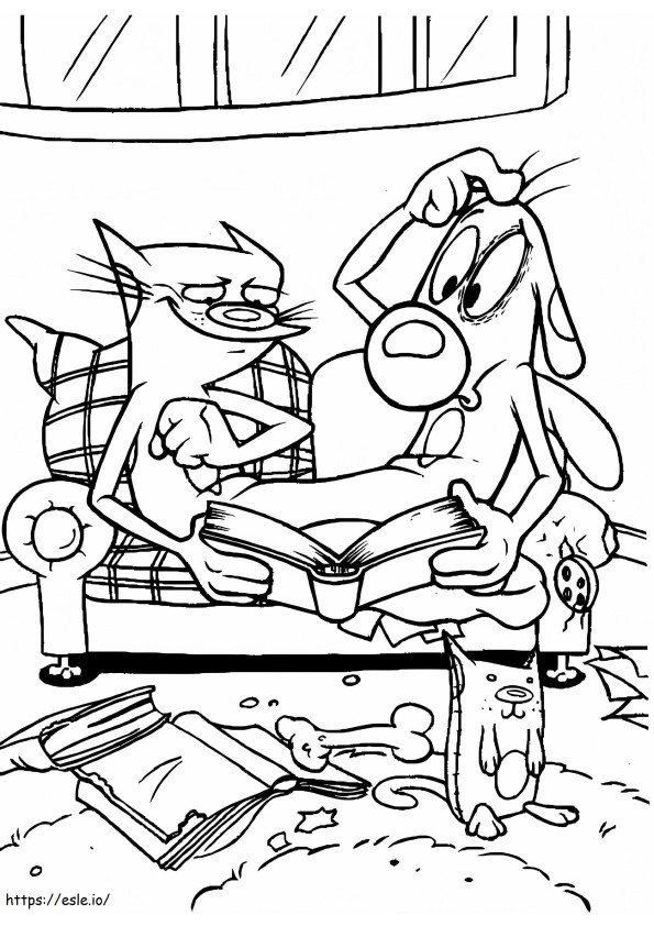 Catdog Reading Book coloring page