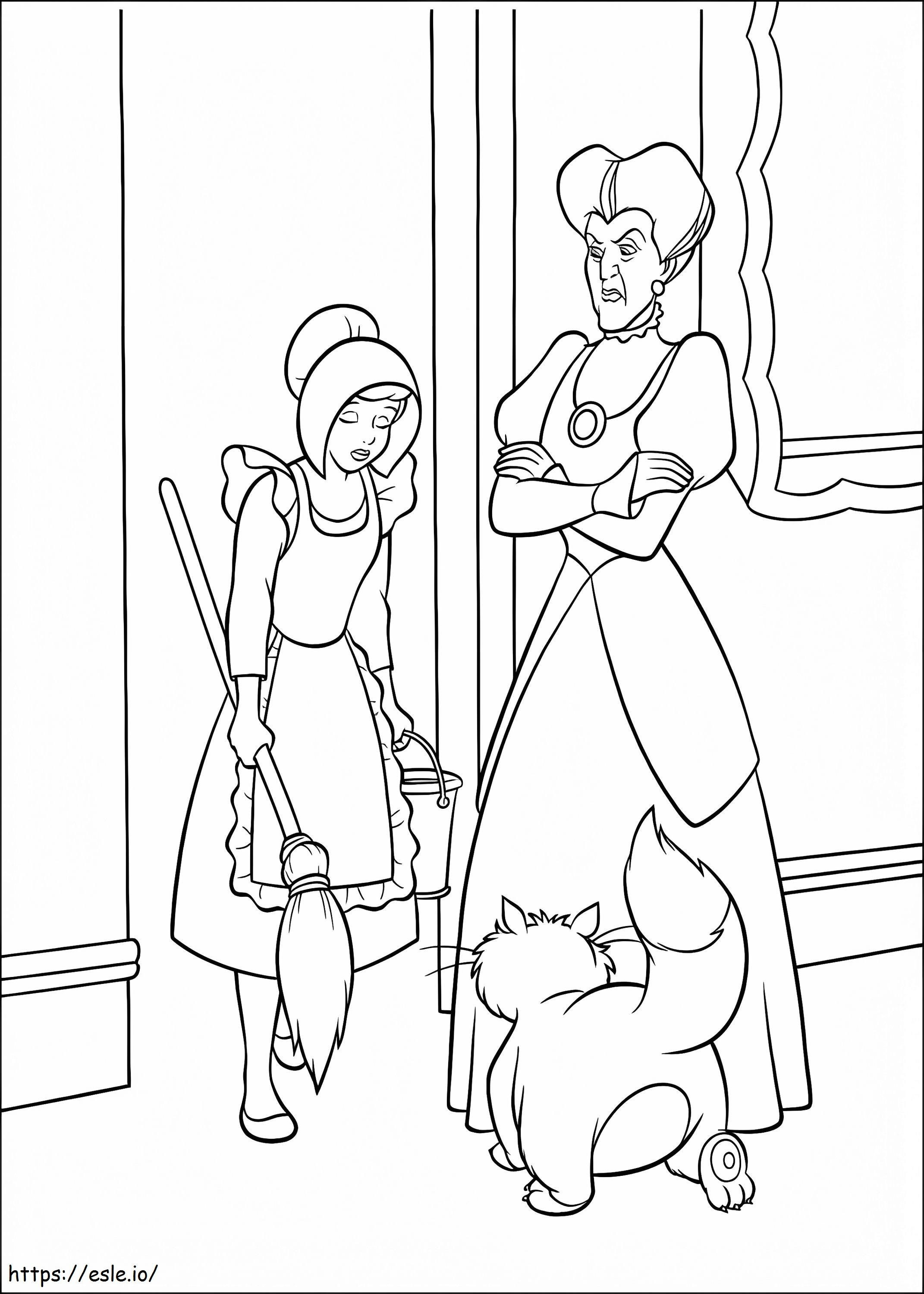 Cinderela e Lady Tremaine para colorir