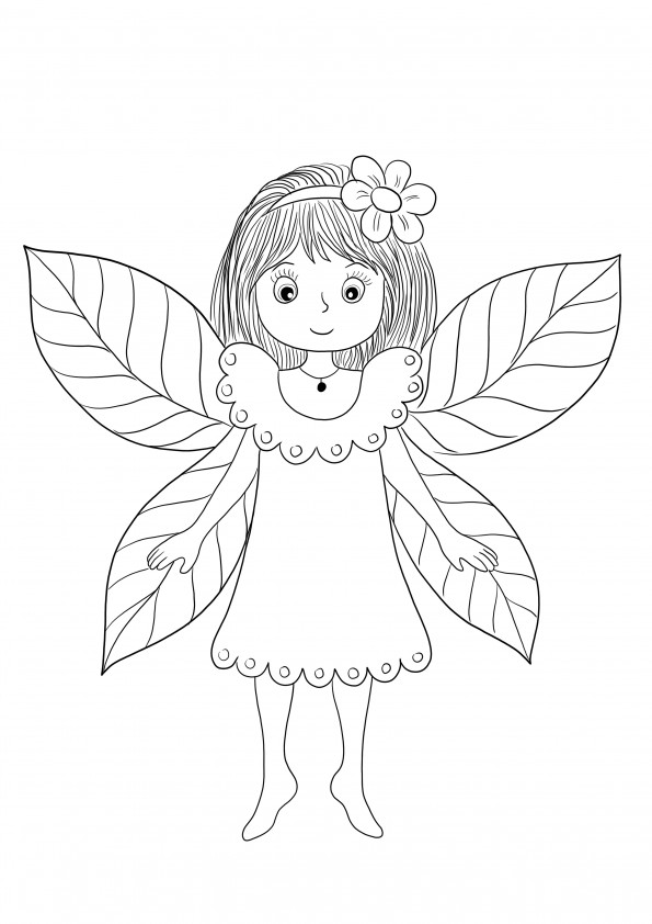 Fairy with wings is ready and free to be printed and colored image