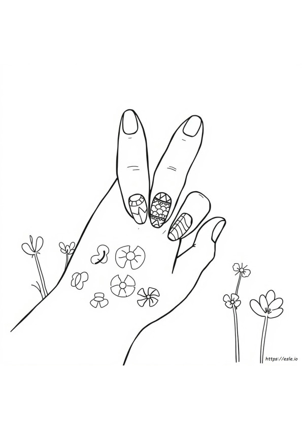 Nail Art Colouring Pages