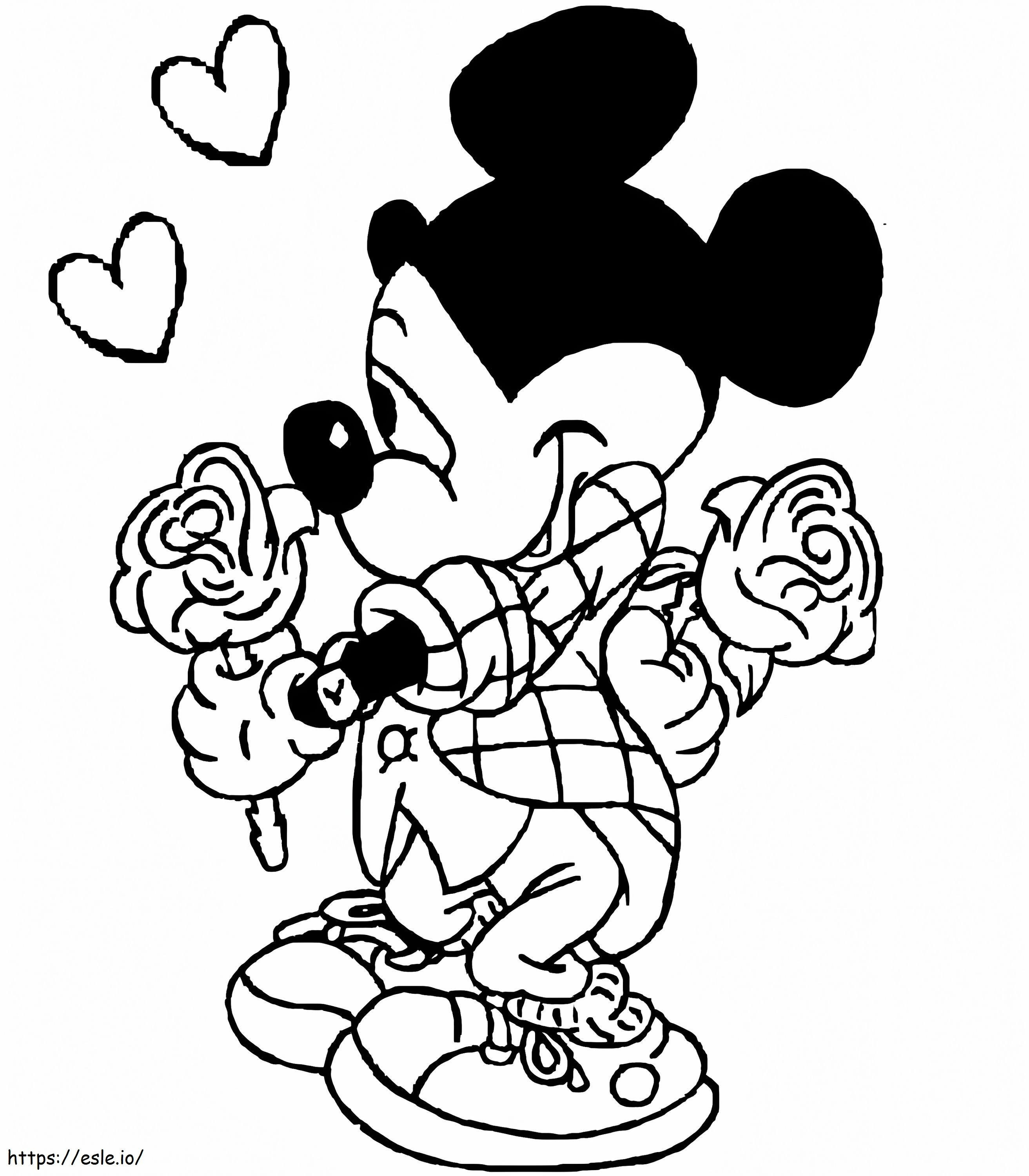 Coloriage Mickey Disney Valentin à imprimer dessin